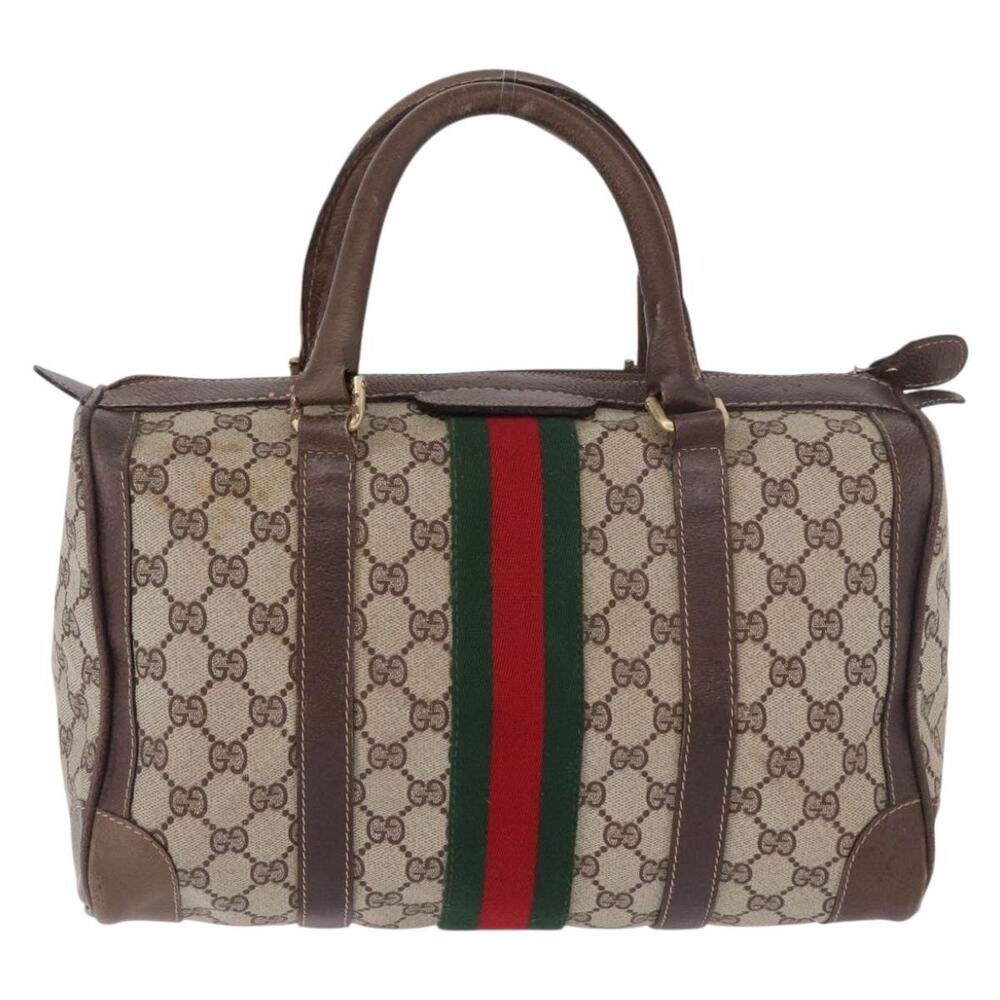 Gucci GG Supreme Web Boston Bag Beige